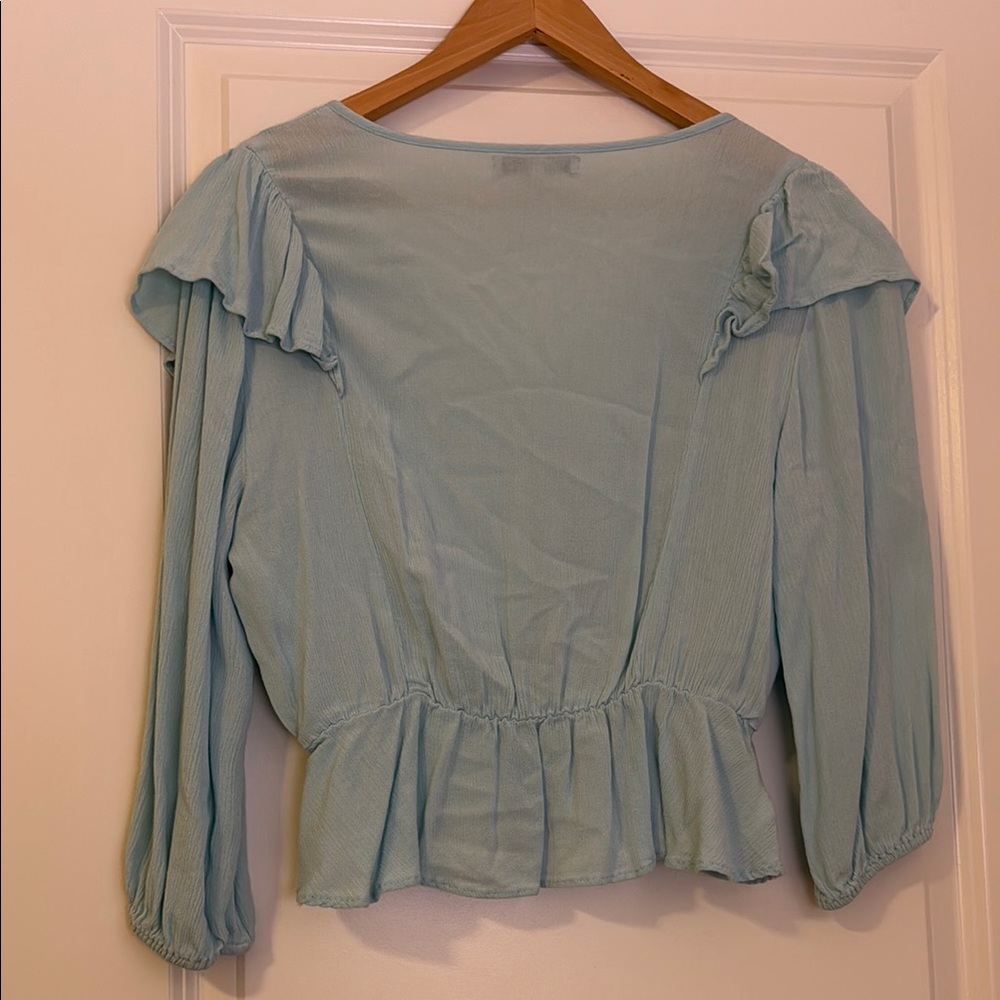 BCBGeneration Light Blue Ruffle Blouse - Picture 2 of 2